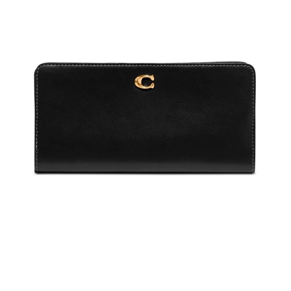 NWT Coach Black Smooth Leather Skinny Wallet - $175